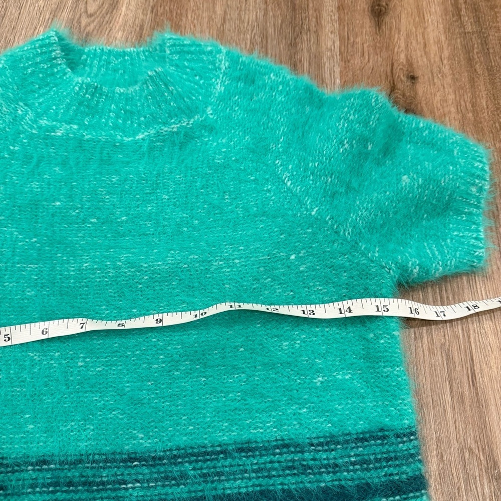 Anthropologie Pilcro Eyelash Short-Sleeve Jumper Women’s Sz Small Green Preppy - Picture 7 of 9